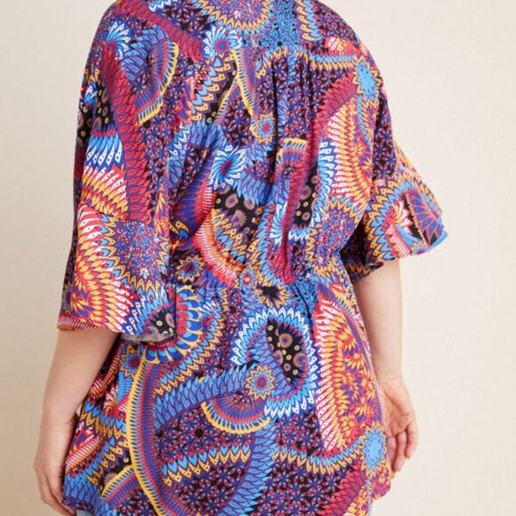 Maeve Anthropologie Elly Wrap Blouse Size 3X Kimono Tunic Asymmetrical Artsy NEW - Picture 10 of 14